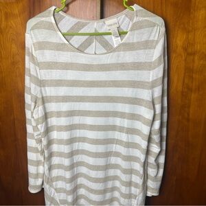Women's Striped Top in Cream and White